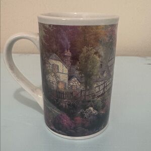 Thomas Kinkade 2003 Coffee Tea Mug Cottage Bridge Scene